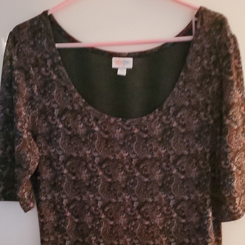 LuLaRoe Black and Gray Paisley Skater Dress